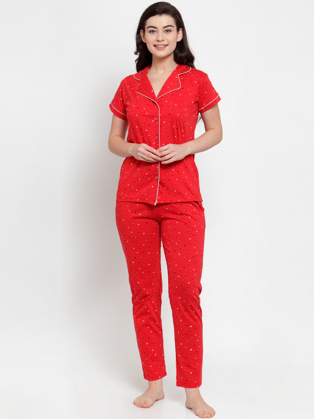 

Secret Wish Women Red & Black Printed Night suit