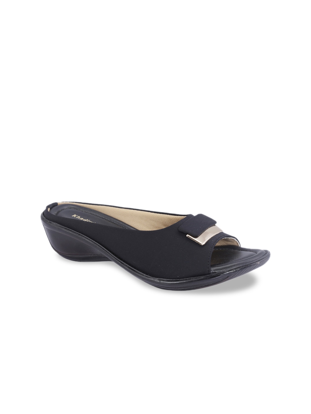 

Khadims Women Black Solid Heeled Mules