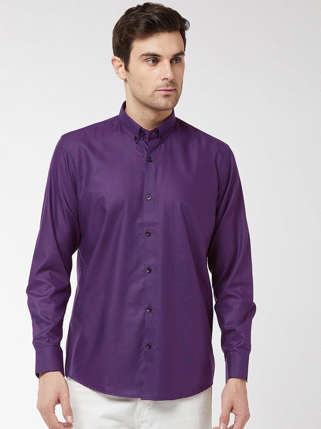 

SOJANYA Men Purple Classic Regular Fit Solid Casual Shirt