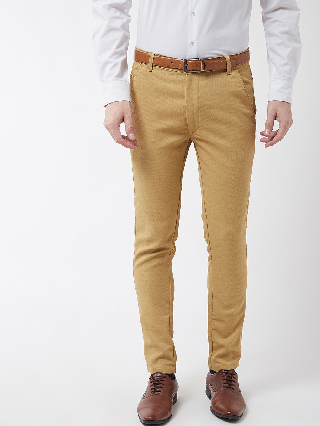 

SOJANYA Men Khaki Smart Regular Fit Solid Regular Trousers