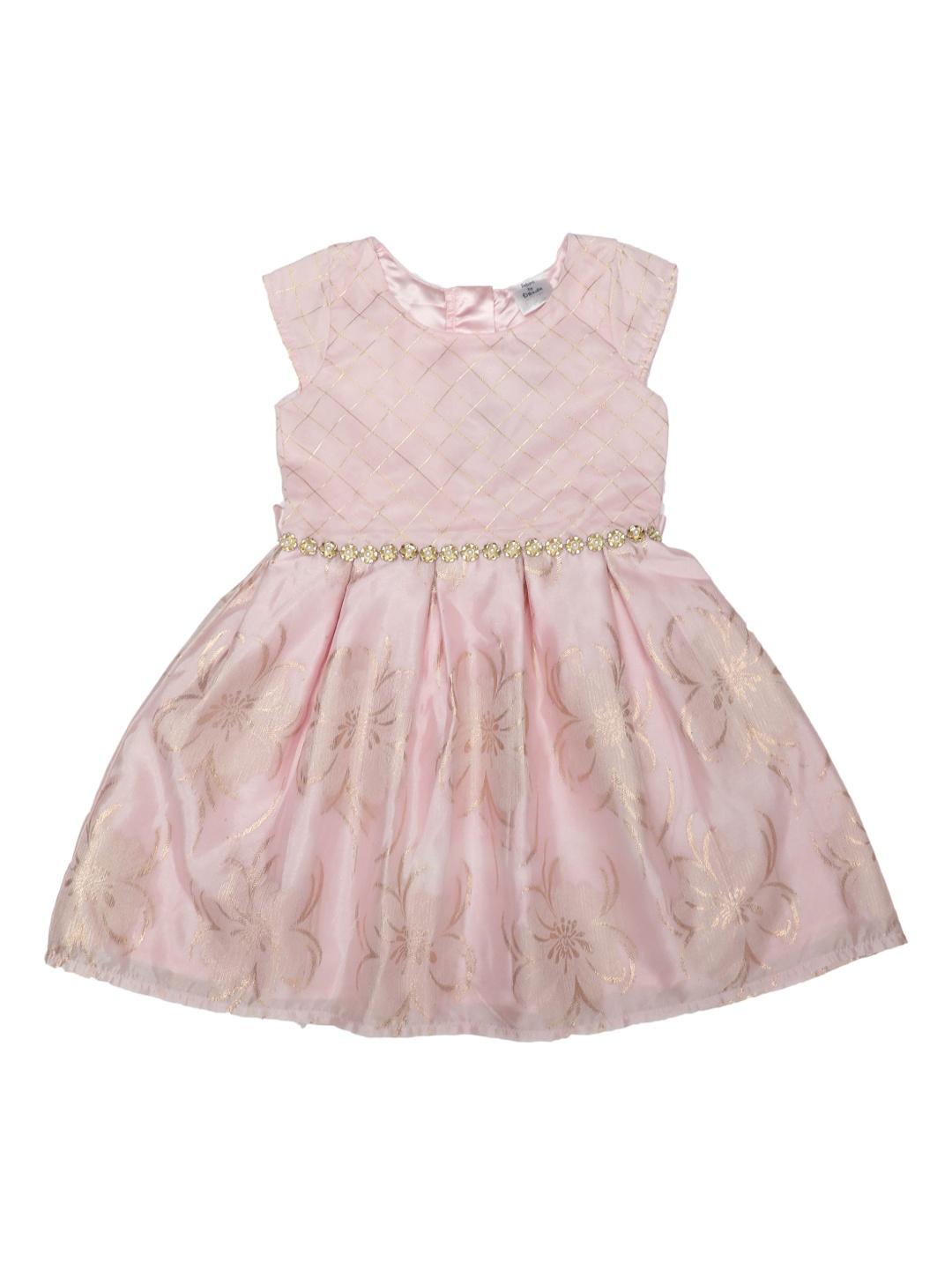 

Doodle Girls Pink & Gold-Coloured Checked Fit and Flare Dress
