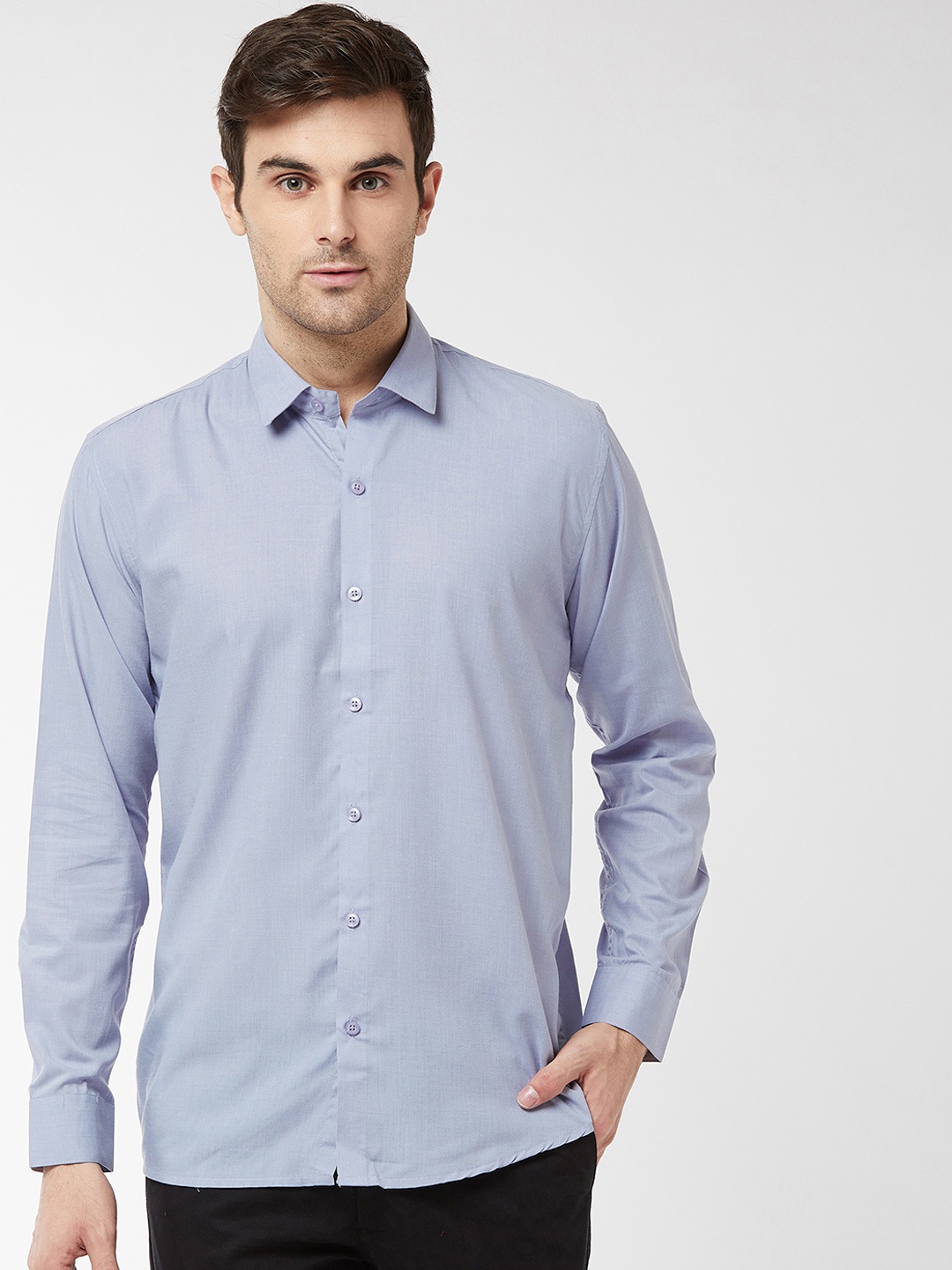 SOJANYA Men Grey Classic Regular Fit Solid Casual Shirt