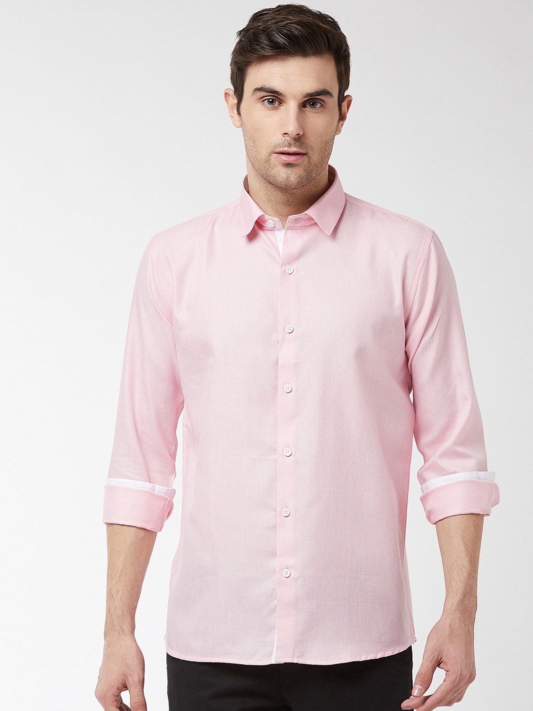 

SOJANYA Men Pink Classic Regular Fit Solid Casual Shirt
