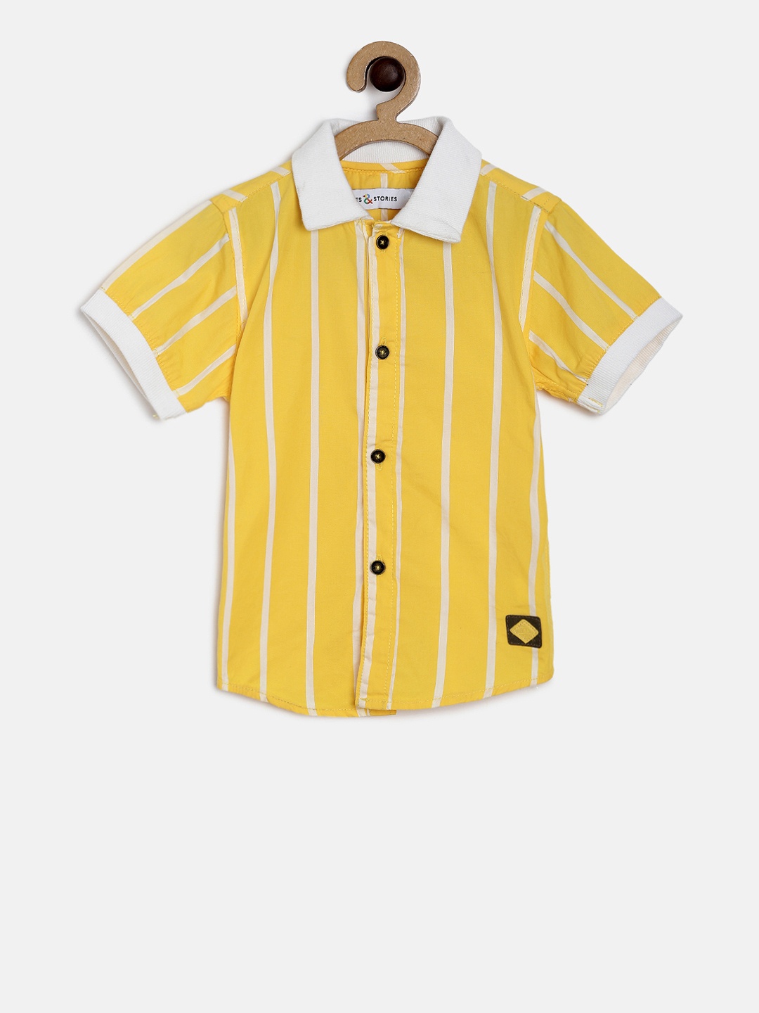 

TALES & STORIES Boys Yellow & White Regular Fit Striped Casual Shirt