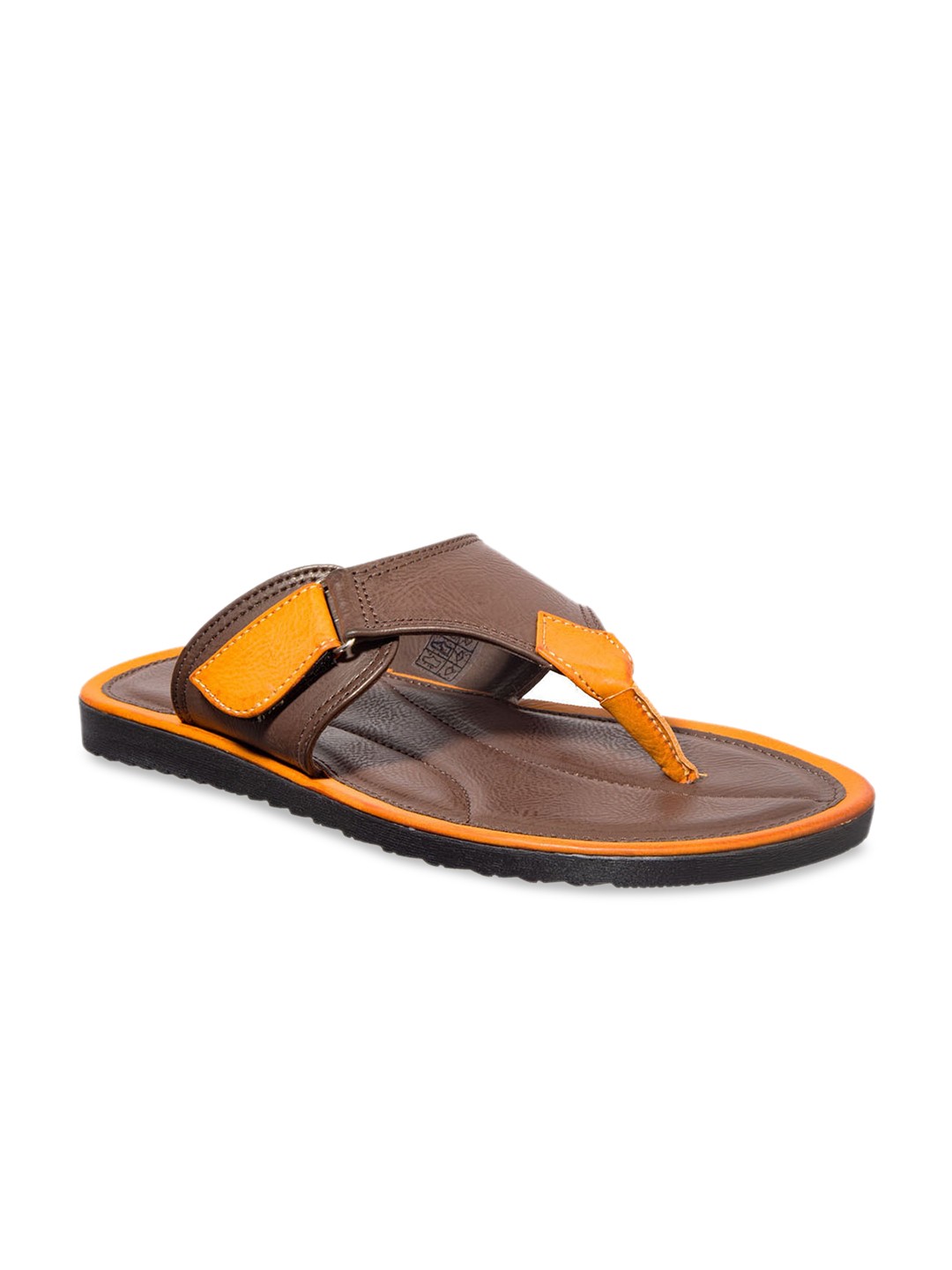 

Khadims Men Brown & Yellow Comfort Sandals