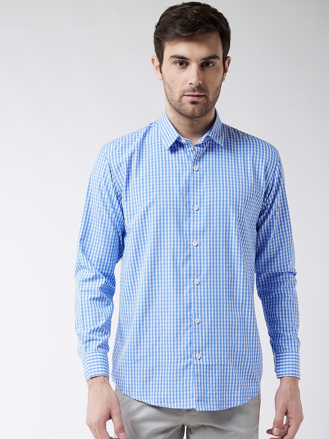 

SOJANYA Men Blue & White Checked Regular Fit Casual Shirt