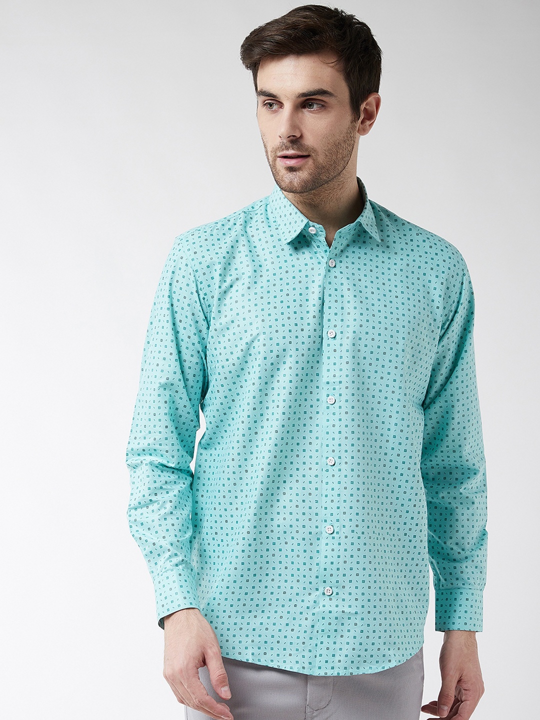 

SOJANYA Men Sea Green Regular Fit Printed Casual Shirt
