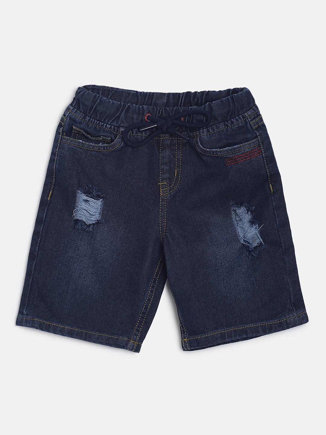 

TALES & STORIES Boys Blue Washed Distressed Regular Fit Denim Shorts