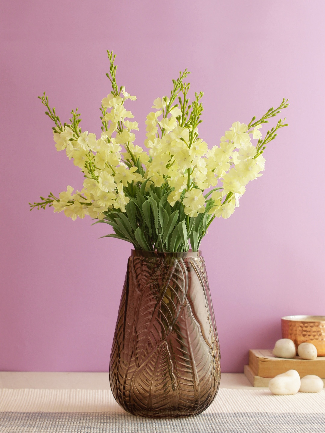 

Aapno Rajasthan Set Of 4 Yellow & Green Artificial Enchanting Hyacinth Flower Stems