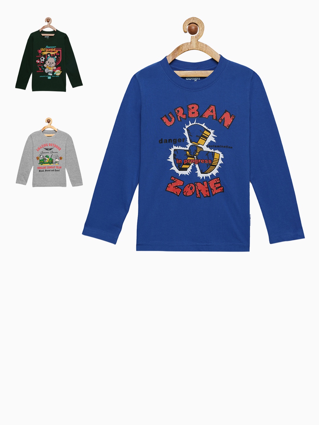 

dongli Boys Pack of 3 Printed T-shirts, Blue