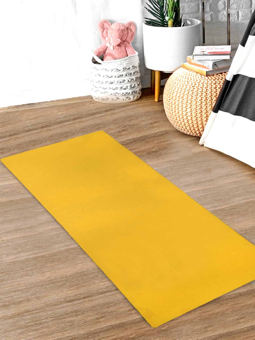 Kuber Industries Yellow Solid Yoga Mats