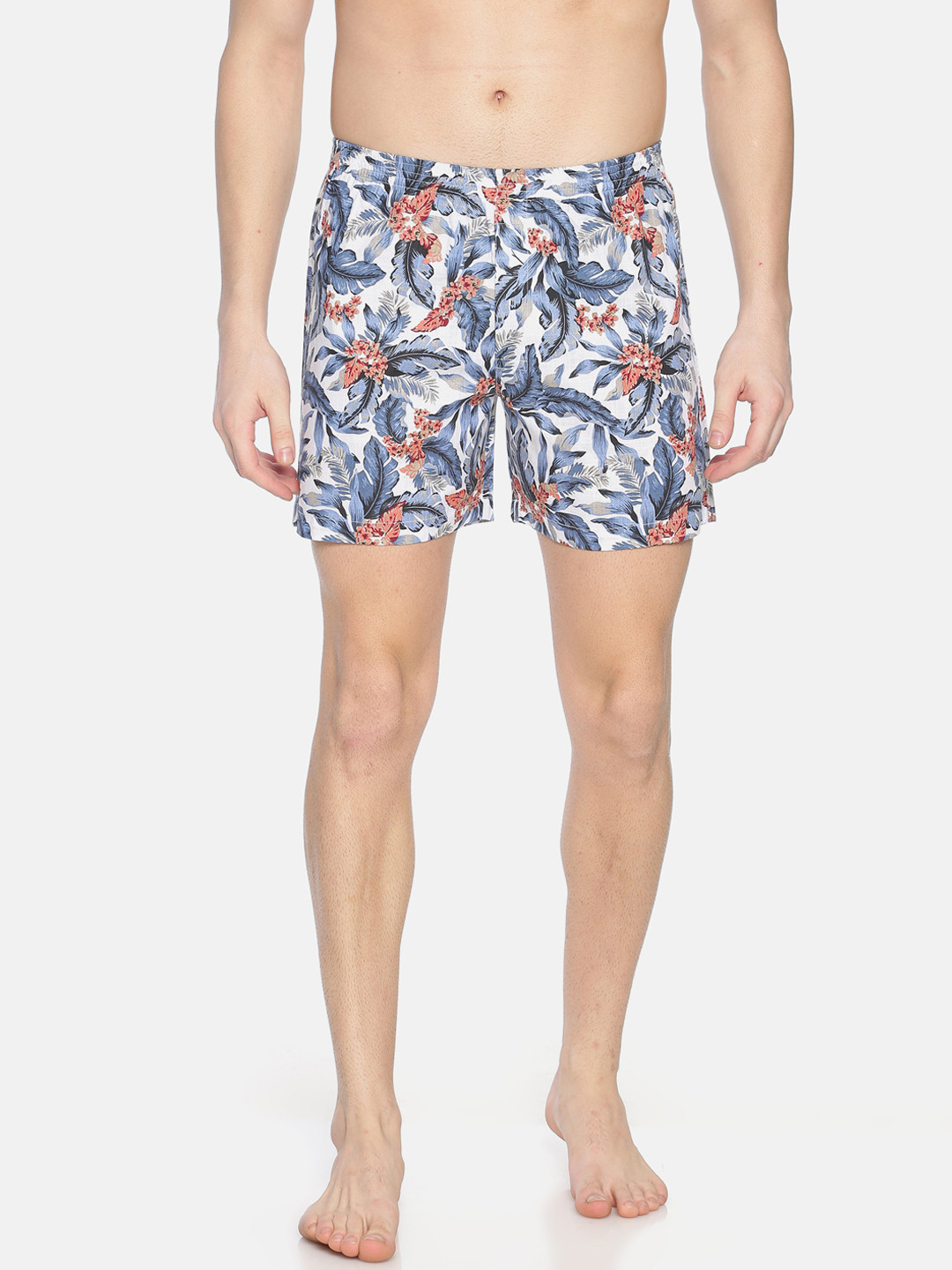 

Bene Kleed Men White & Blue Anti-Bacterial Printed Pure Cotton Boxer BOMBS02SC04L34-3544