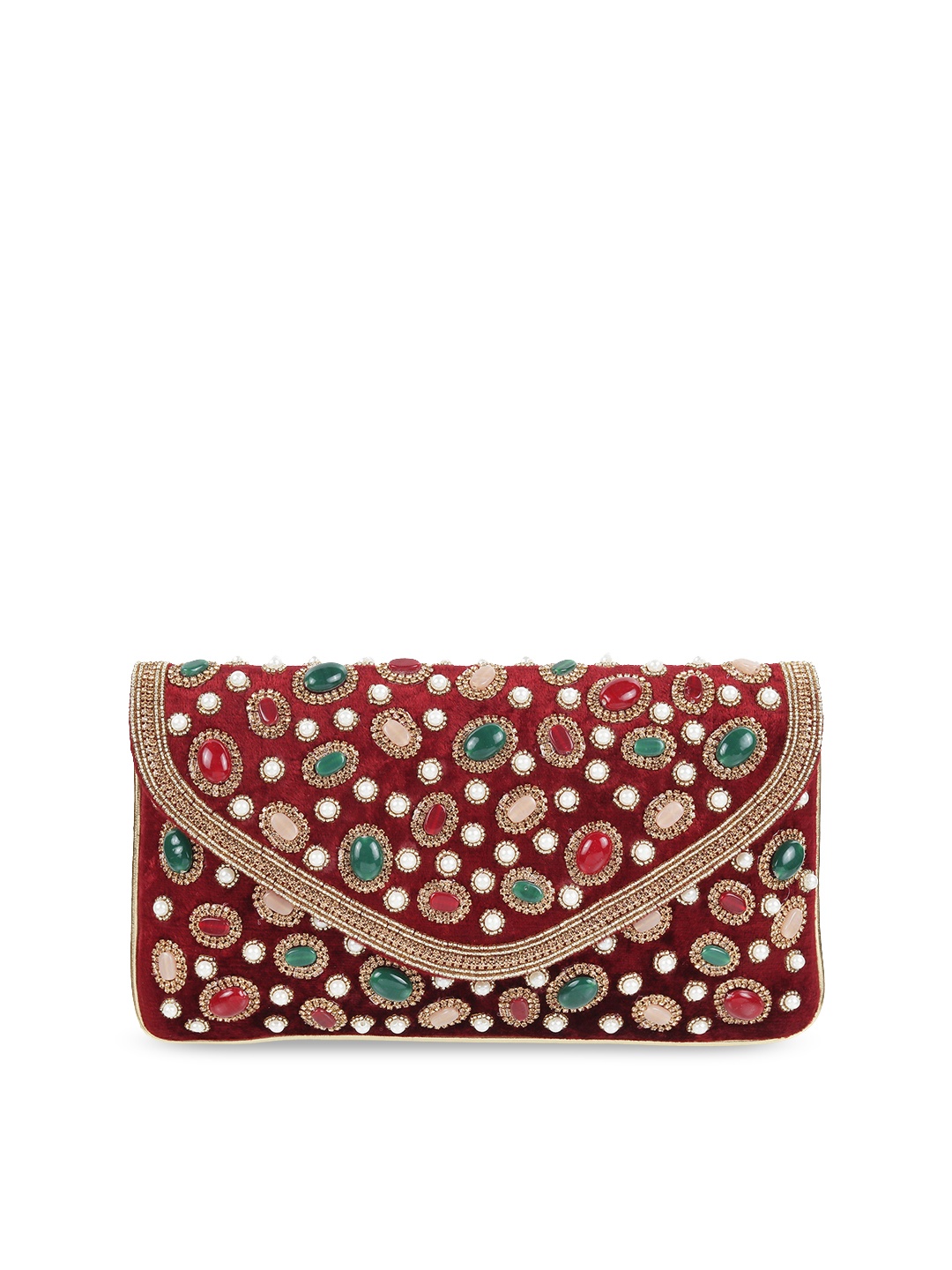 

Metro Women Maroon Embellished Clutch