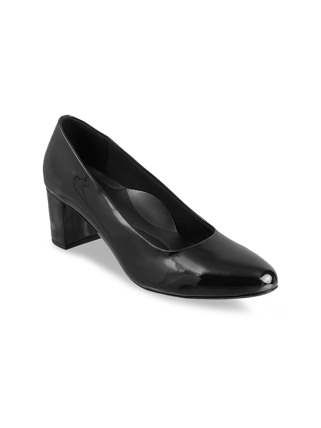 

Metro Women Black Solid Block Heeled Pumps