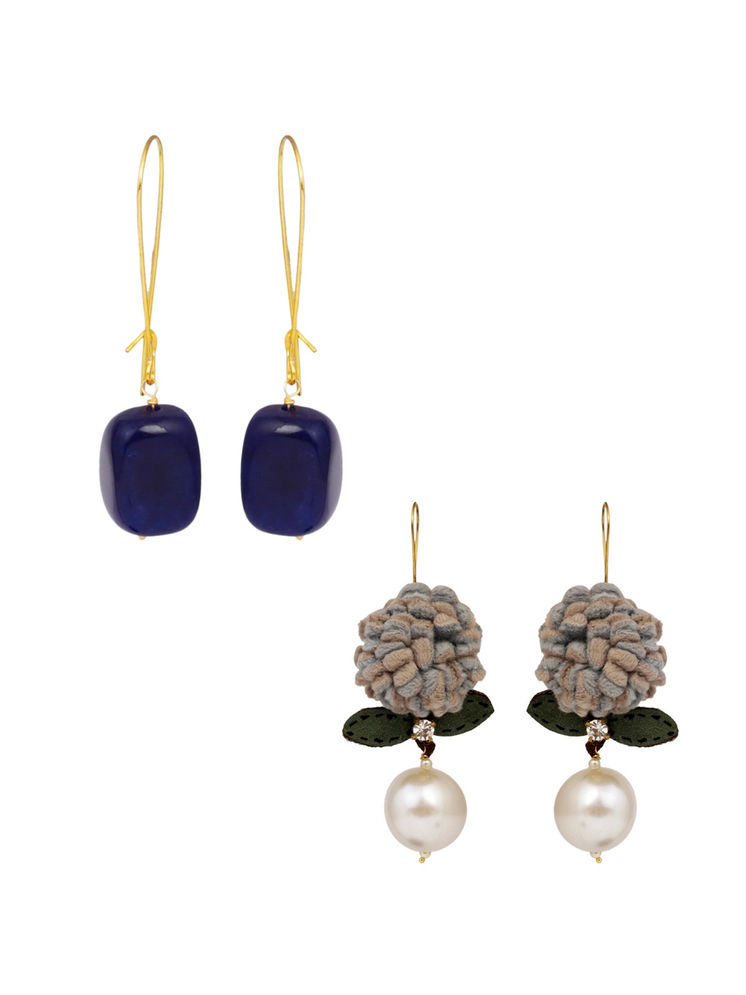 

DUGRISTYLE Grey & Blue Set Of 2 Contemporary Drop Earrings