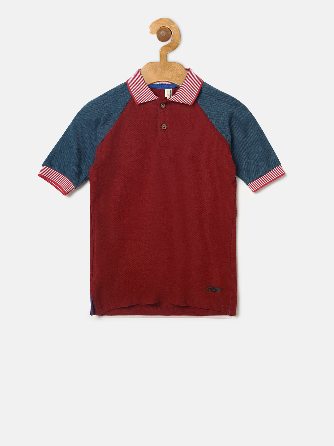 

Instafab Boys Maroon Solid Polo Collar T-shirt