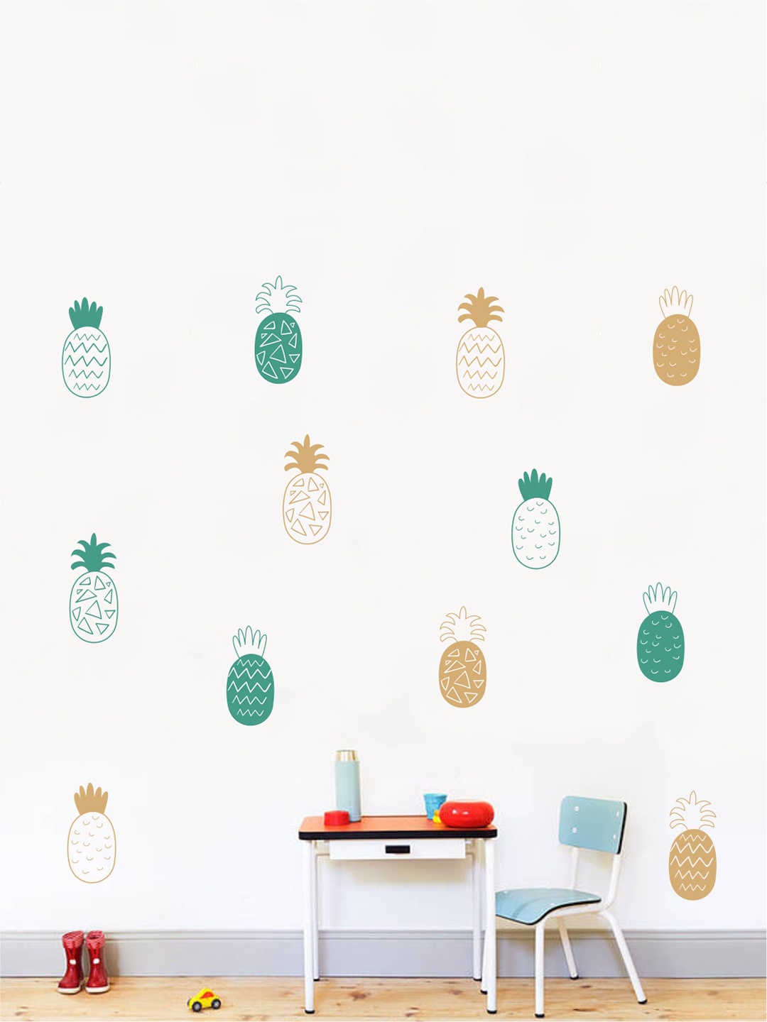 

rawpockets Multicoloured Pine Apple PVC Vinyl Wall Stickers, Multi