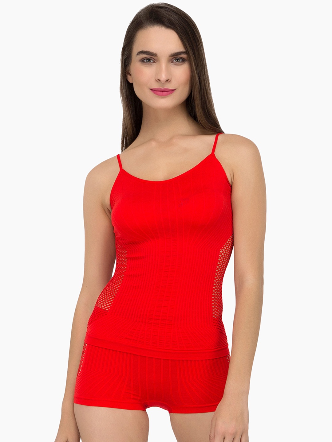 

Laceandme Women Red Solid 2 Piece Shapewear Set