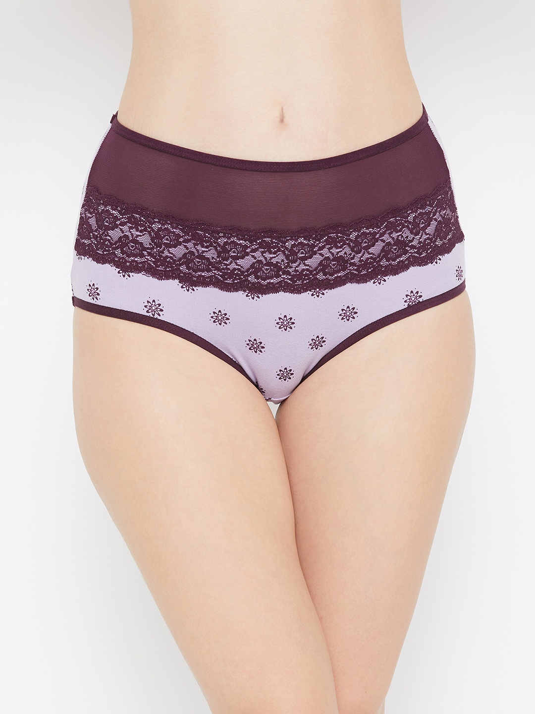 

Clovia Women Purple & Burgandy Printed Hipster Briefs PN3418P12S