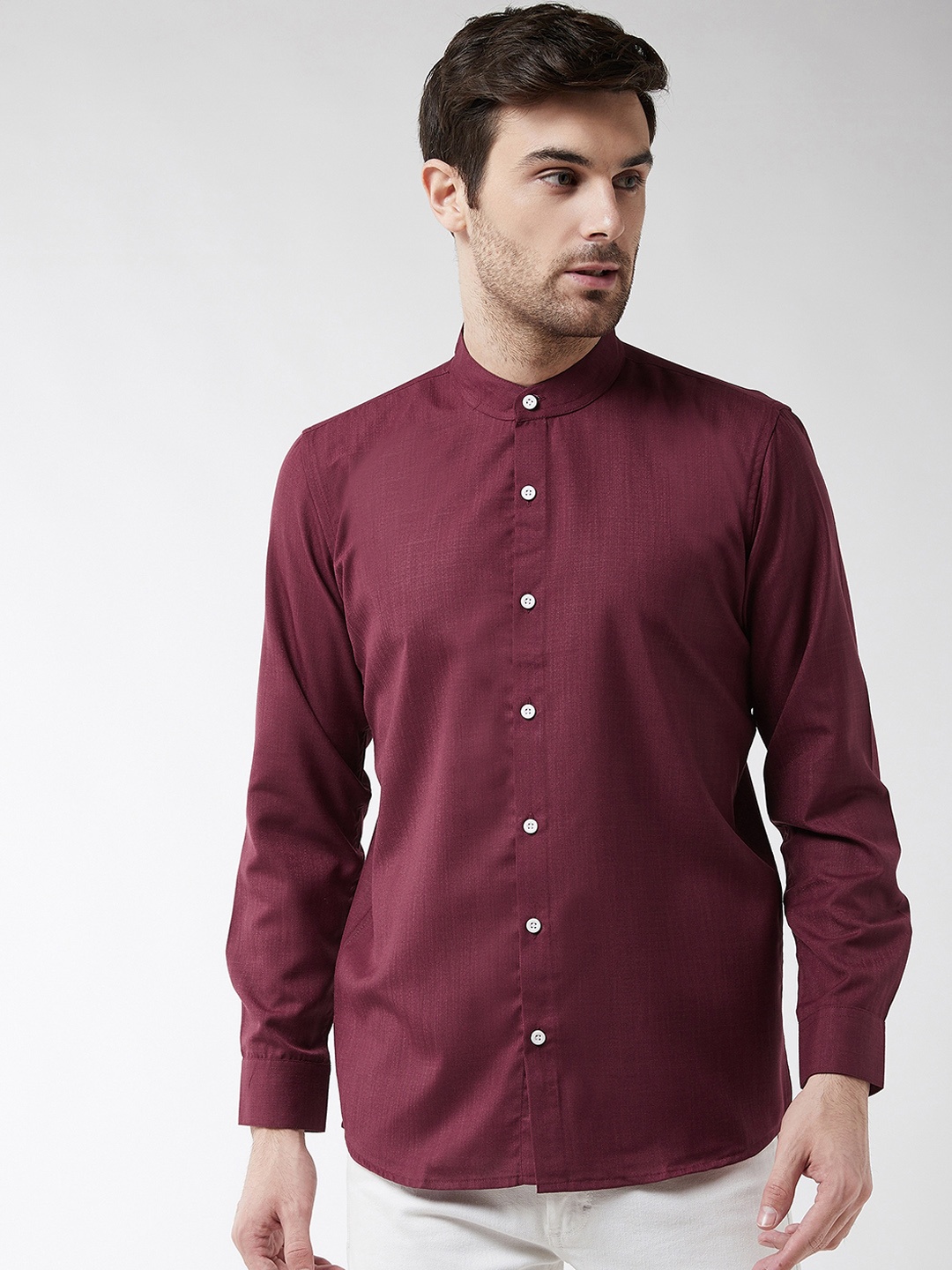 

SOJANYA Men Burgundy Classic Regular Fit Solid Casual Shirt