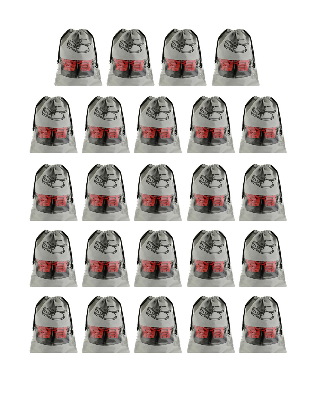 

Kuber Industries Unisex Set Of 24 Grey & Black Printed Non-Woven Travel Shoe Organisers