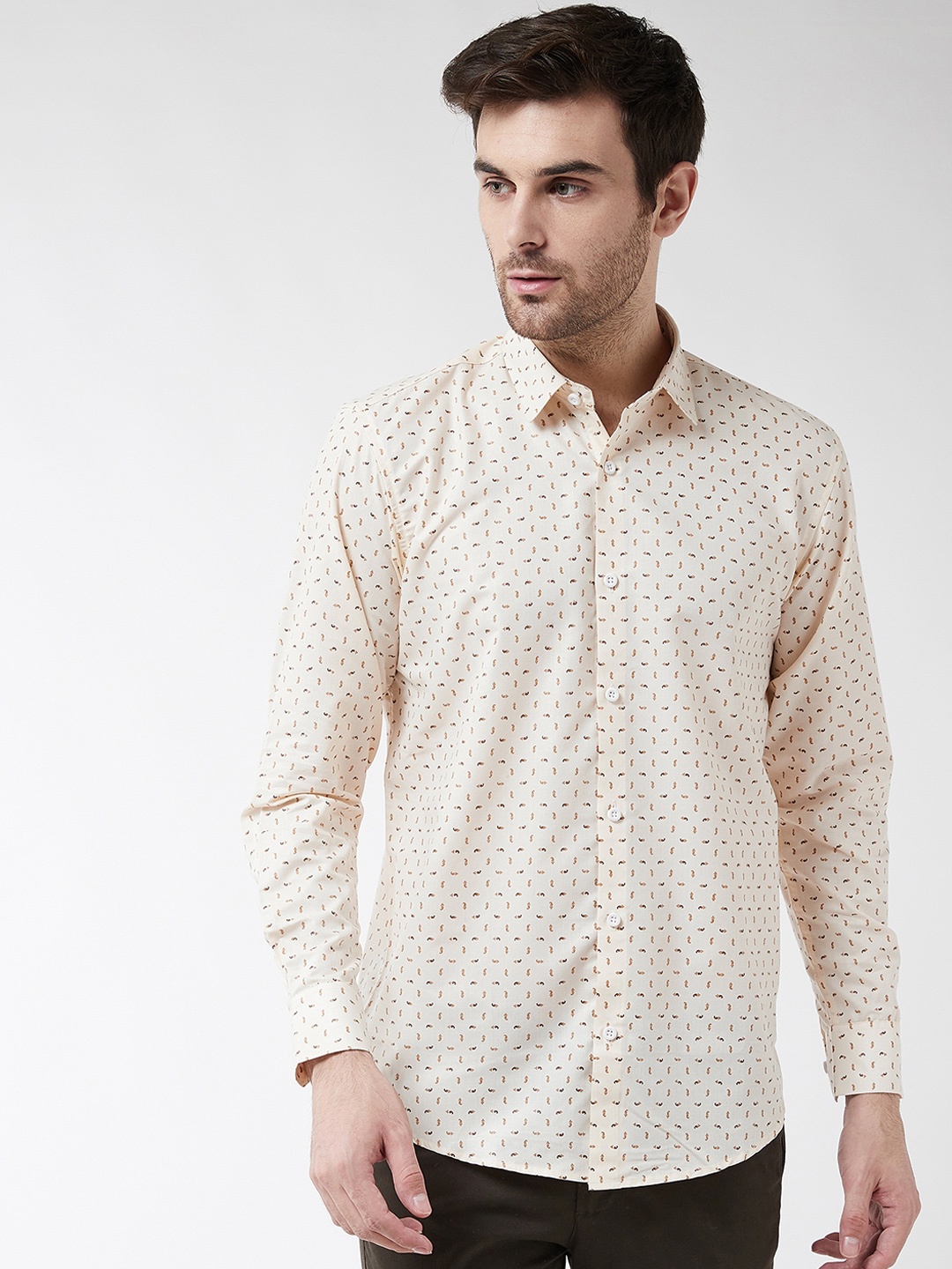 

SOJANYA Men Beige Classic Regular Fit Printed Casual Shirt
