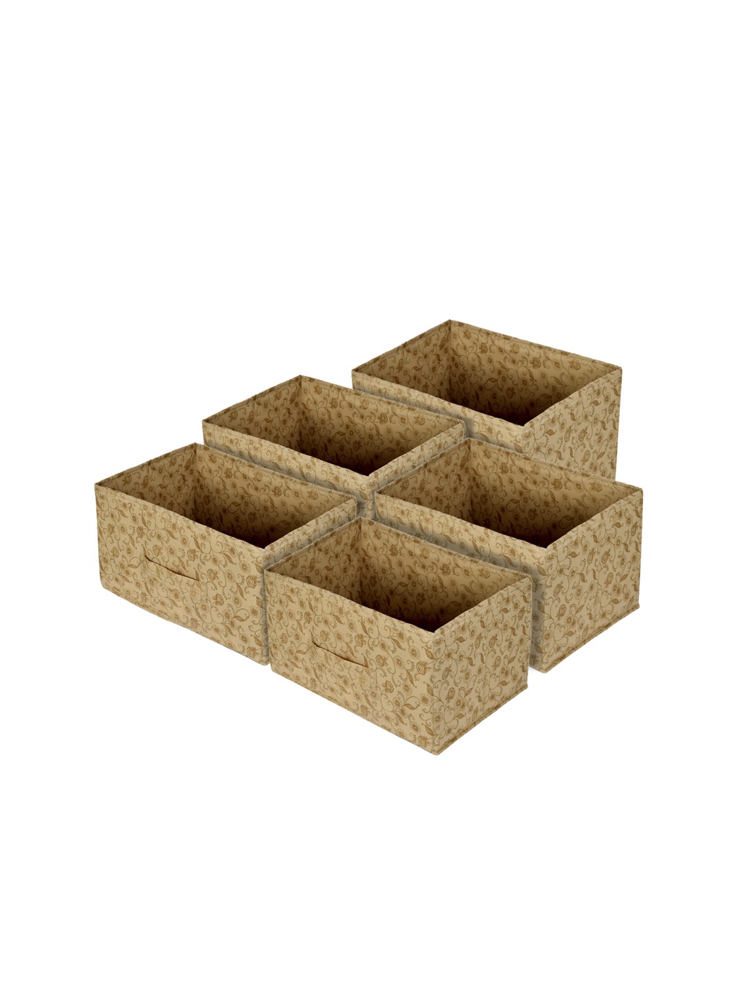 

Kuber Industries Beige & Brown Floral Printed Non Woven Fabric 5-Drawer Multi-Utility Organizer