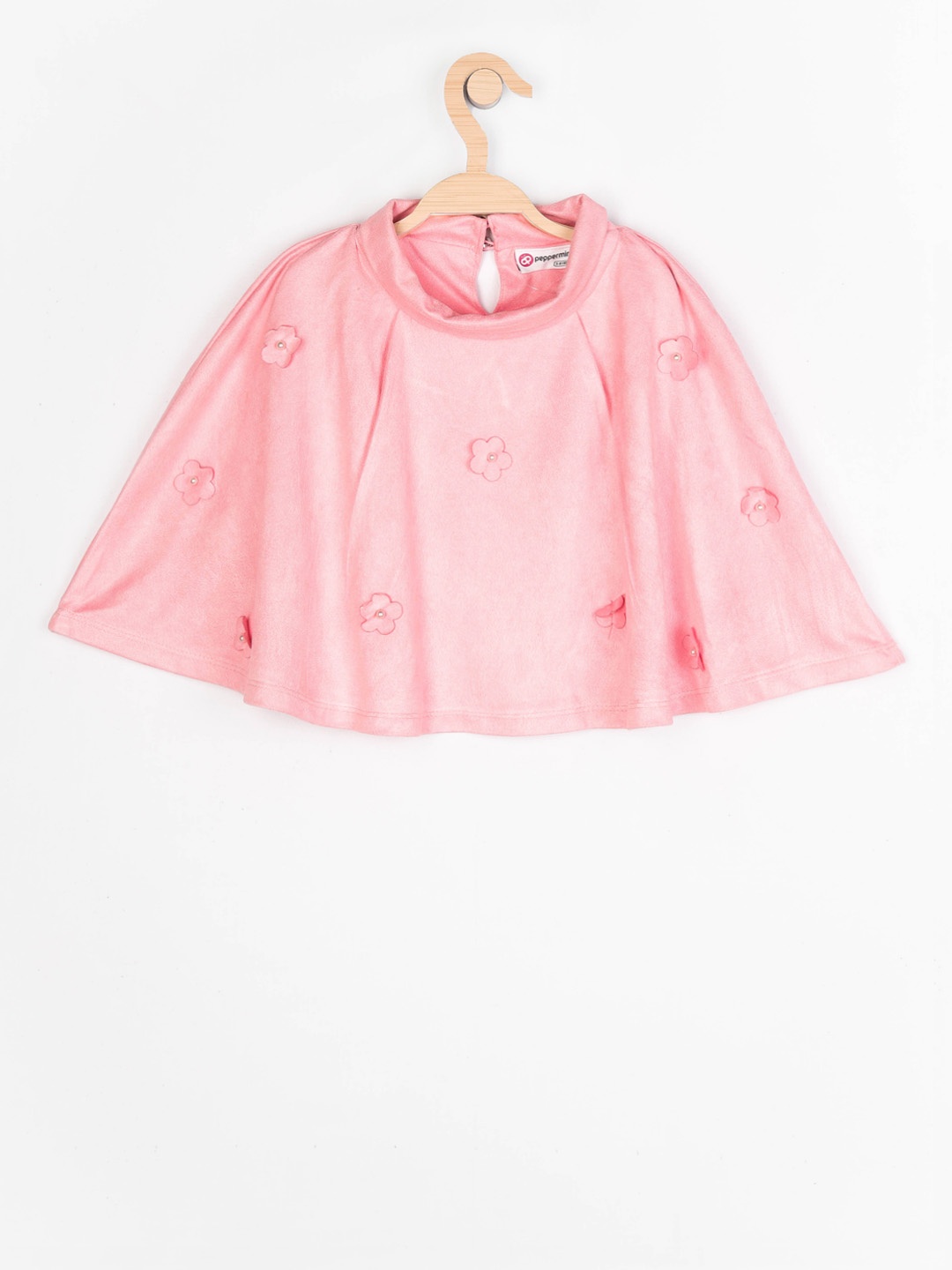 

Peppermint Girls Peach-Coloured Printed Cape Top