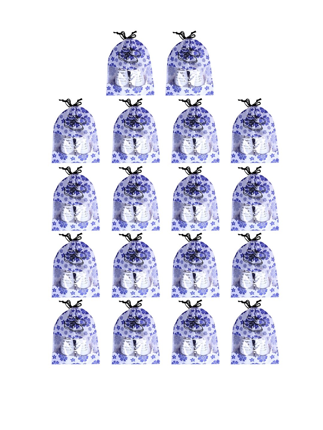 

Kuber Industries Unisex Blue & Transparent Printed Non-Woven 18 Pieces Travel Shoe Organisers