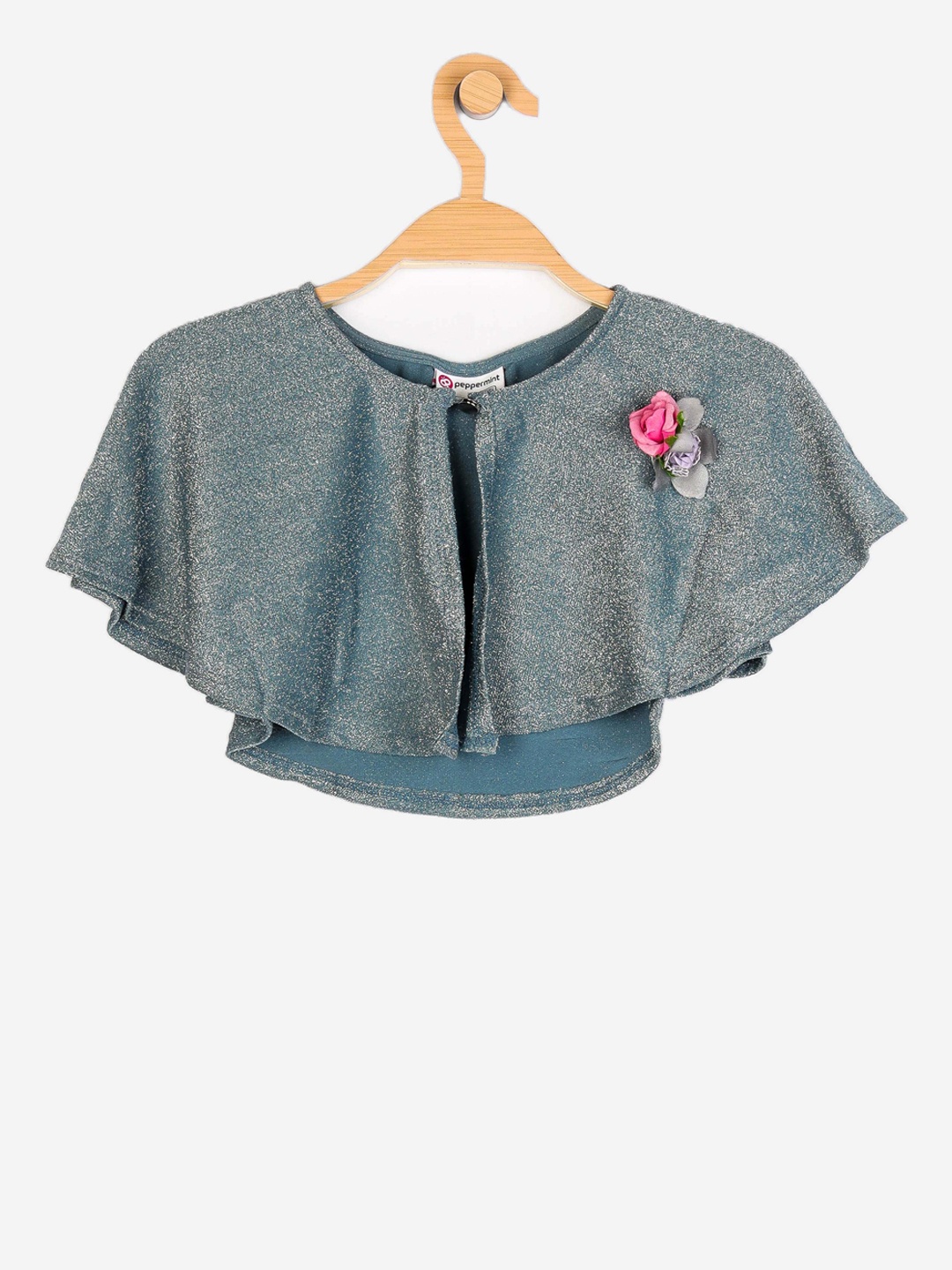 

Peppermint Girls Blue Embellished Cape Top
