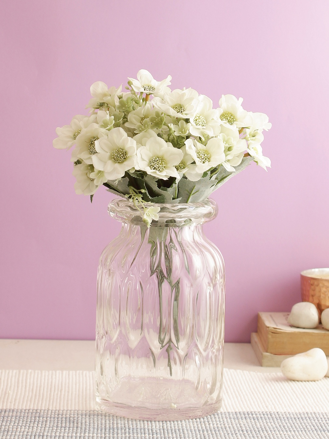 

Aapno Rajasthan Set Of 4 White & Green Artificial Lovable Flower Bunches