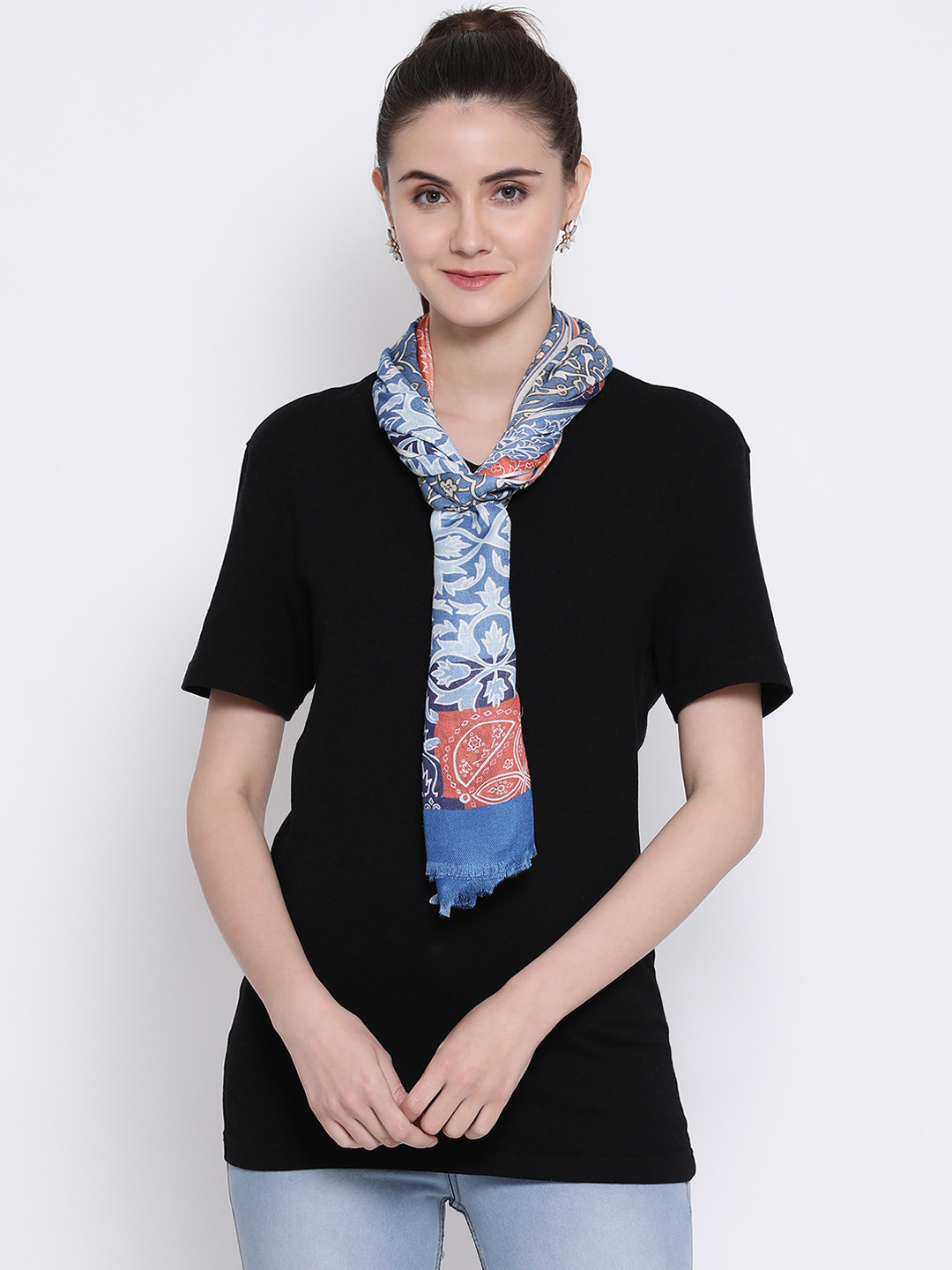 

SHINGORA Women Blue & Off-White Printed Stole