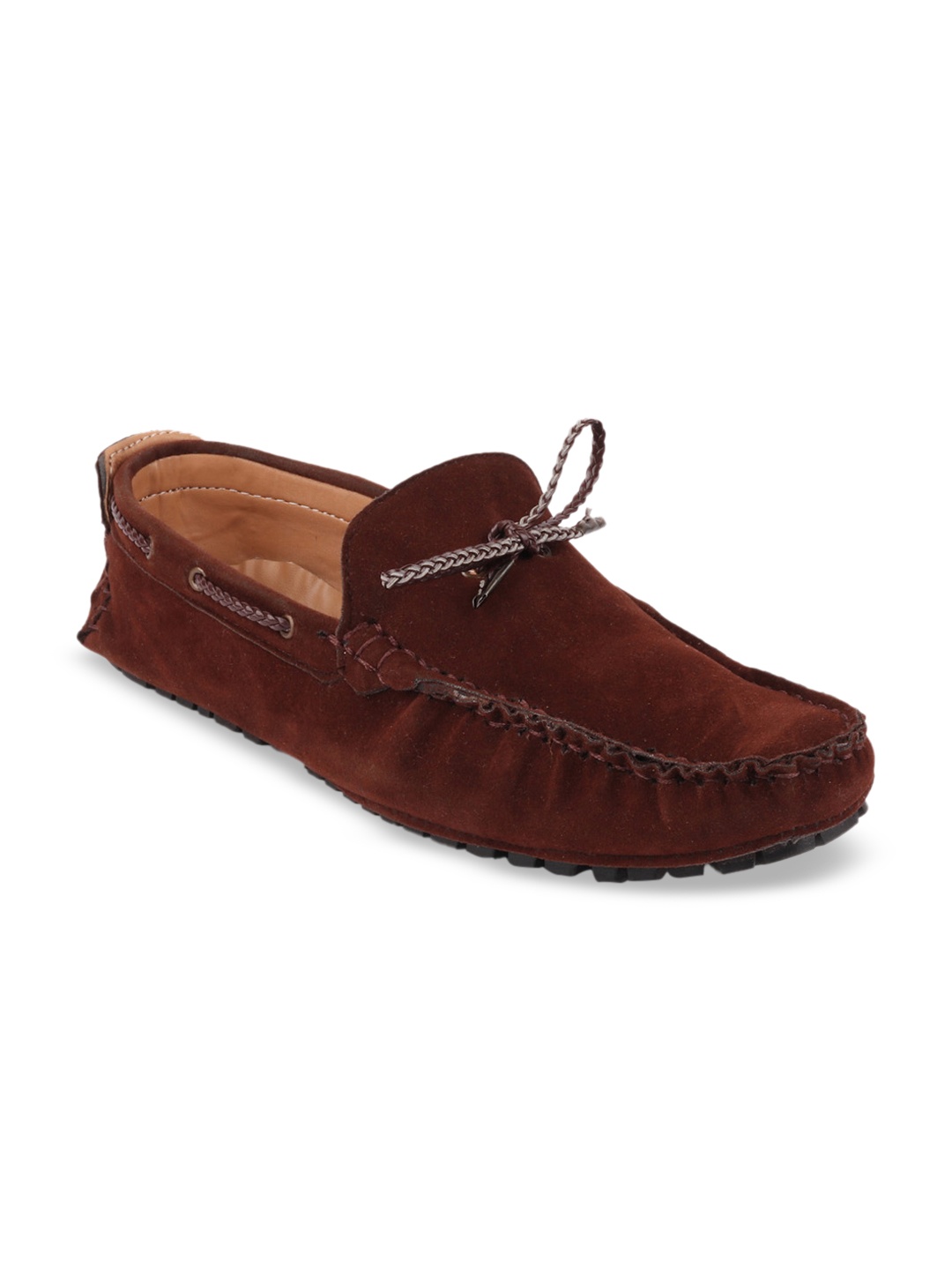 

FAUSTO Men Brown Suede Leather Lightweight Boat Shoes