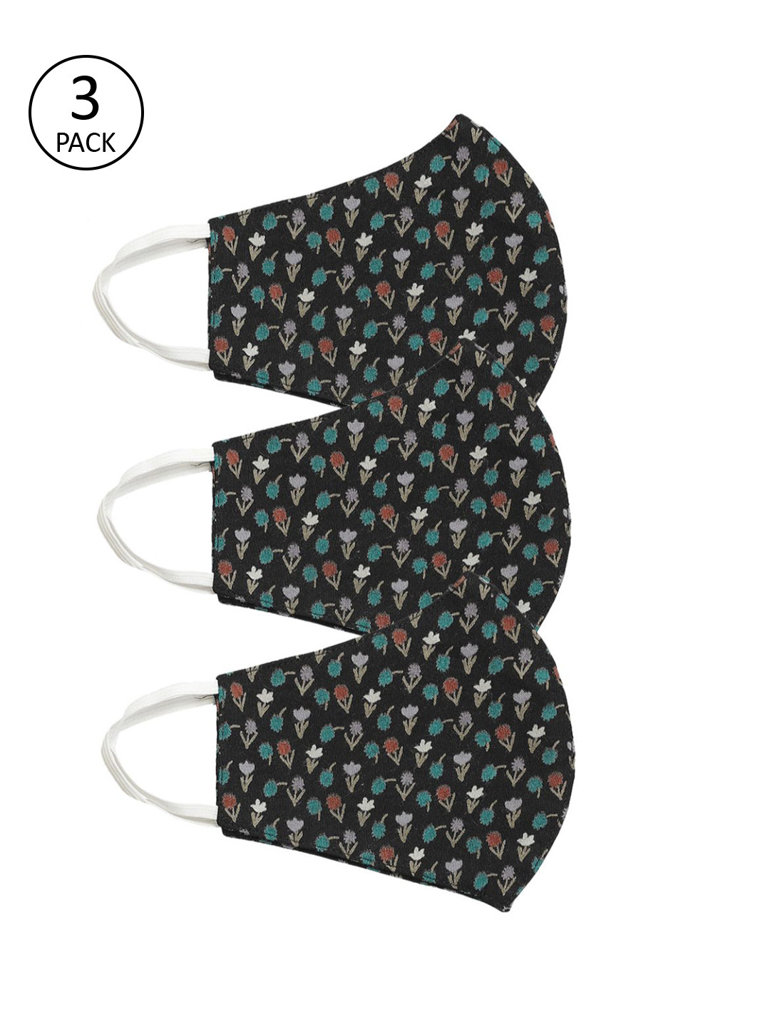 

Priyaasi Adults Black Printed 2-Ply Reusable Cloth Mask