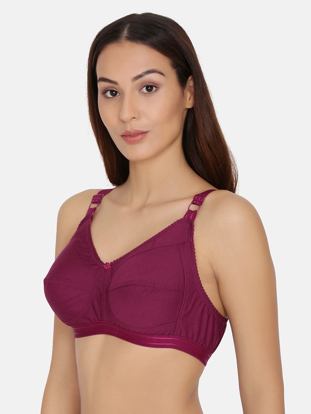 

PRETTYBOLD Purple Solid Non-Wired Non Padded Minimizer Bra