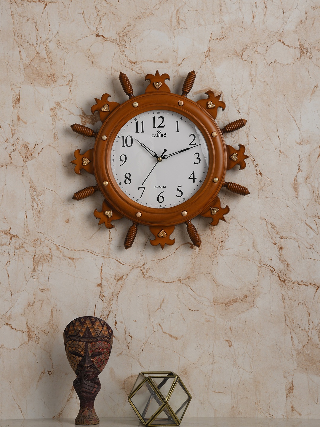 

ZANIBO Camel Brown Floral Solid Analogue 35 x 35 cm Wall Clock