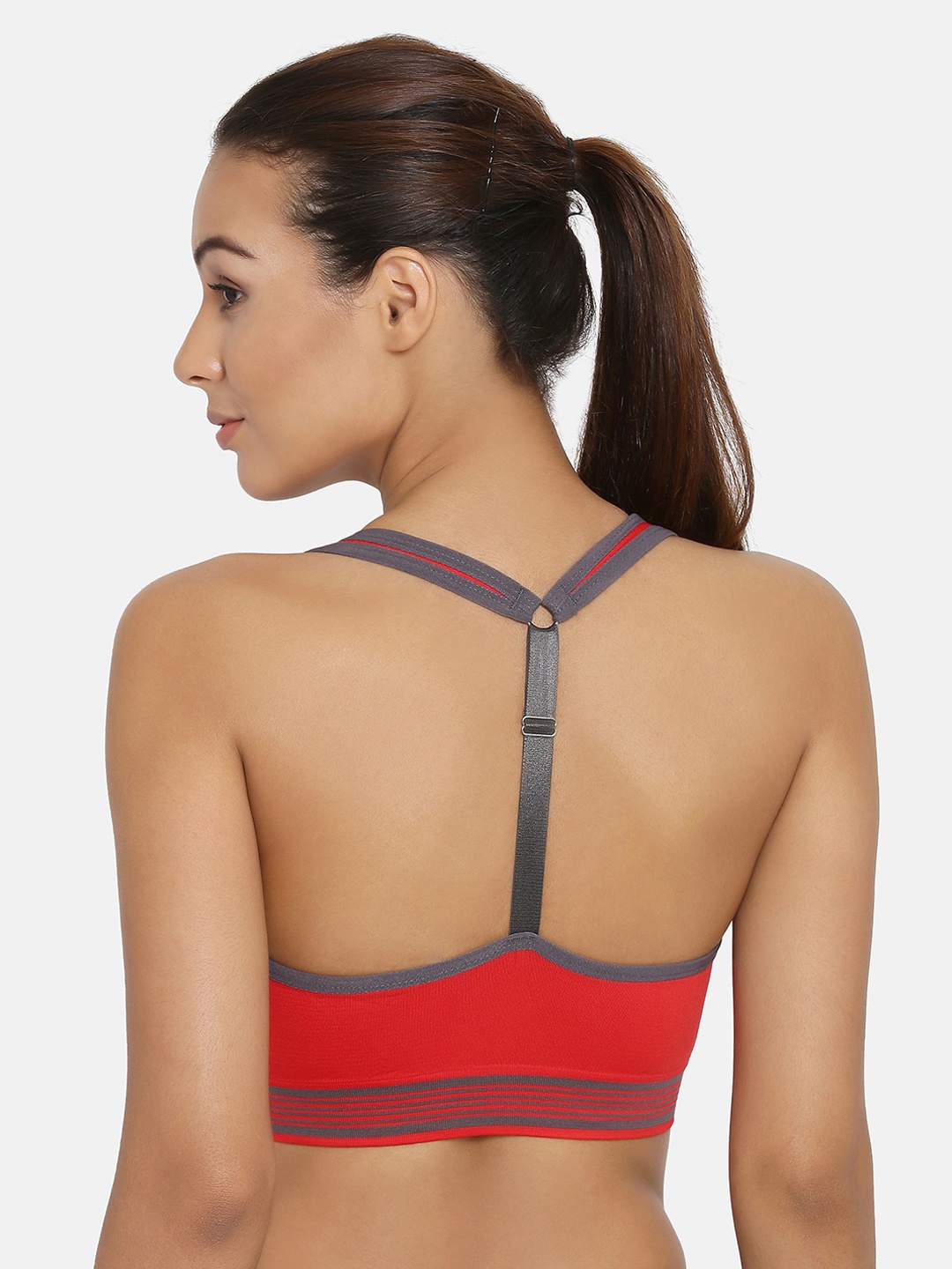 

PRETTYBOLD Red Solid Non-Wired Lightly Padded Sports Bra PBX-04
