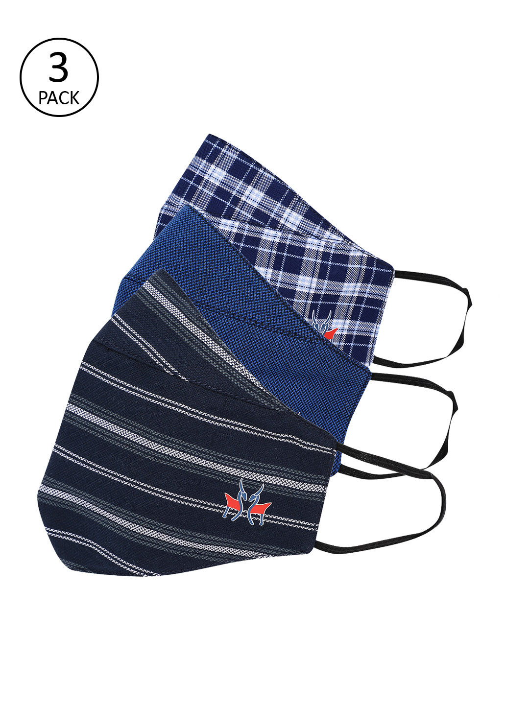 

Crimsoune Club Adults 3 Pcs 6-Ply Reusable Anti-Pollution Cloth Masks, Blue