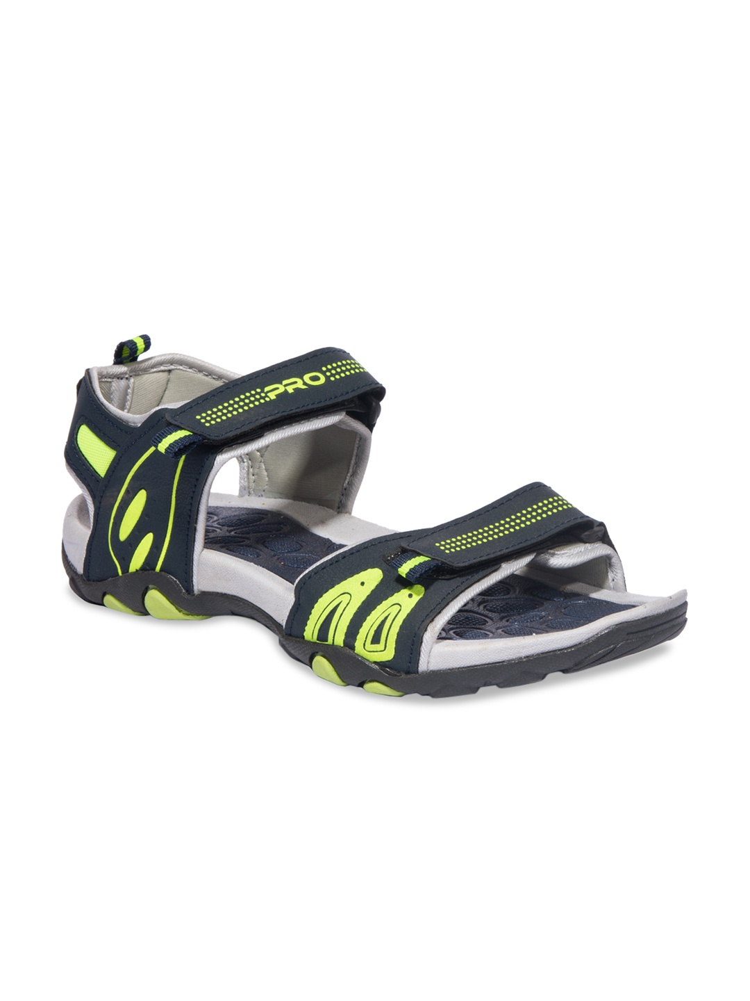 

Khadims Men Navy Blue & Fluorescent Green Sports Sandals