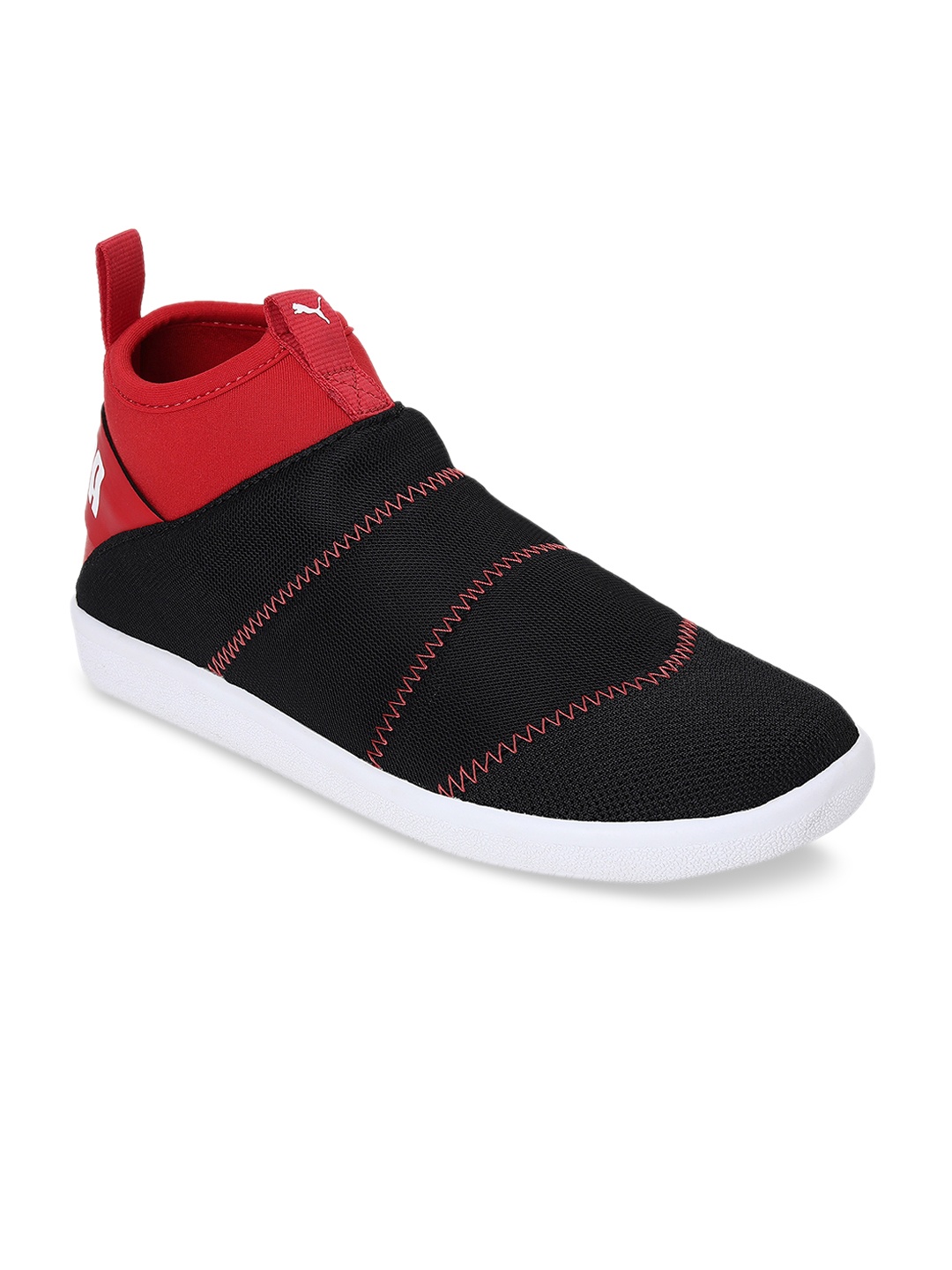 

Puma Unisex Kids Black Lazy Knit Mid JR Slip-On Sneakers
