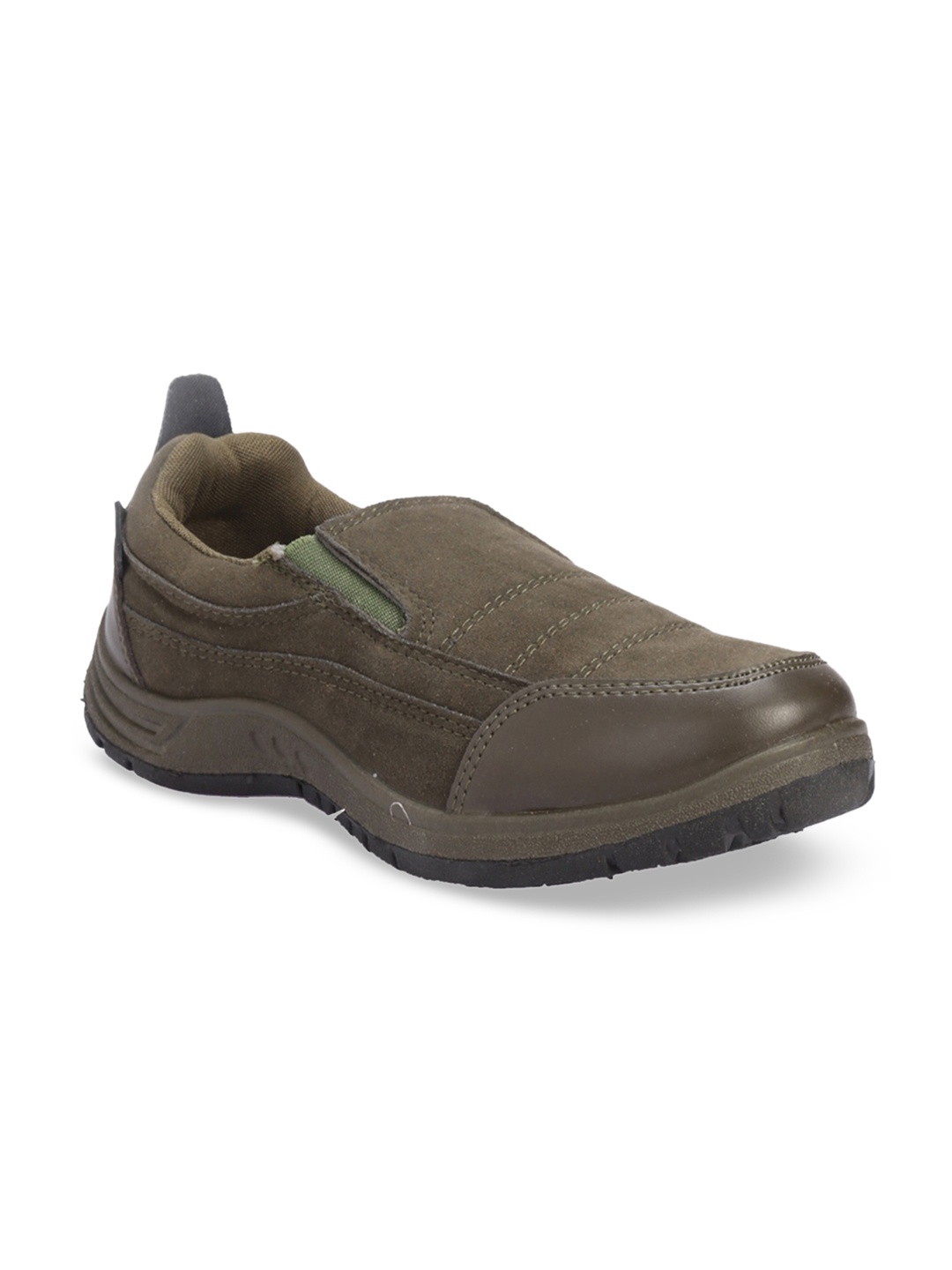 

Khadims Men Olive Green Slip-On Sneakers