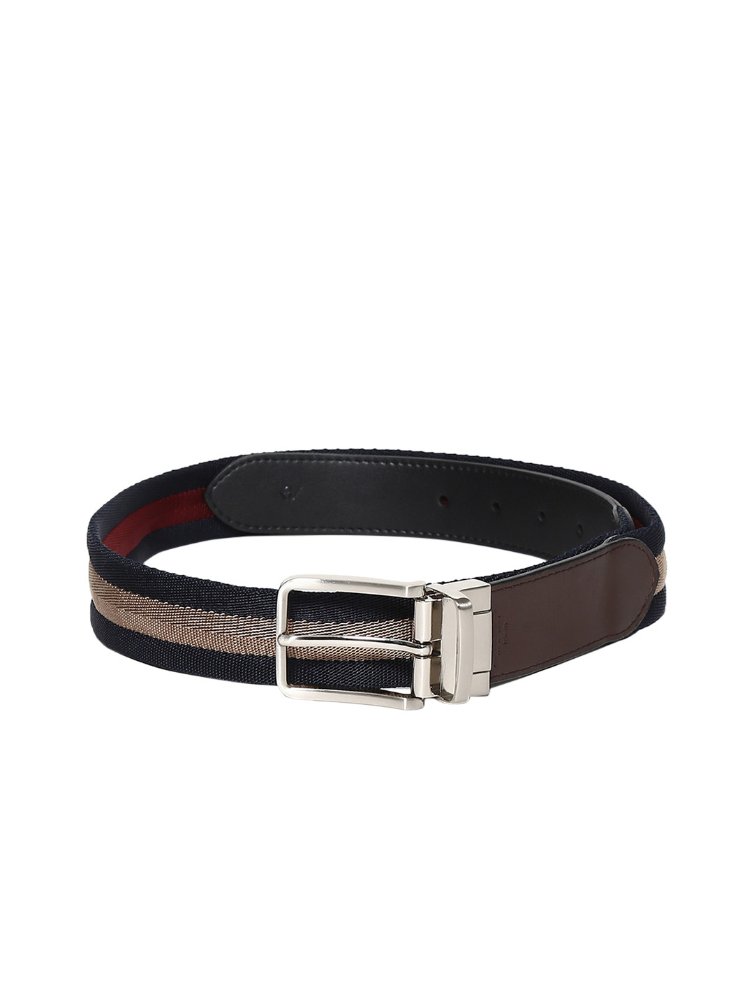 

Arrow Men Navy Blue & Red Striped Reversible Belt