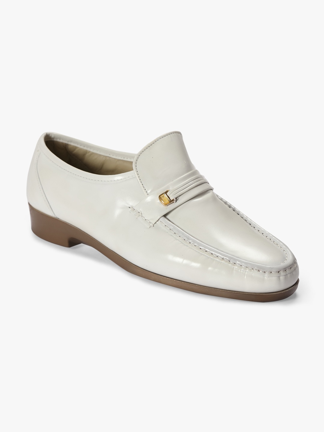 

Florsheim Men White Solid Leather Formal Slip-Ons