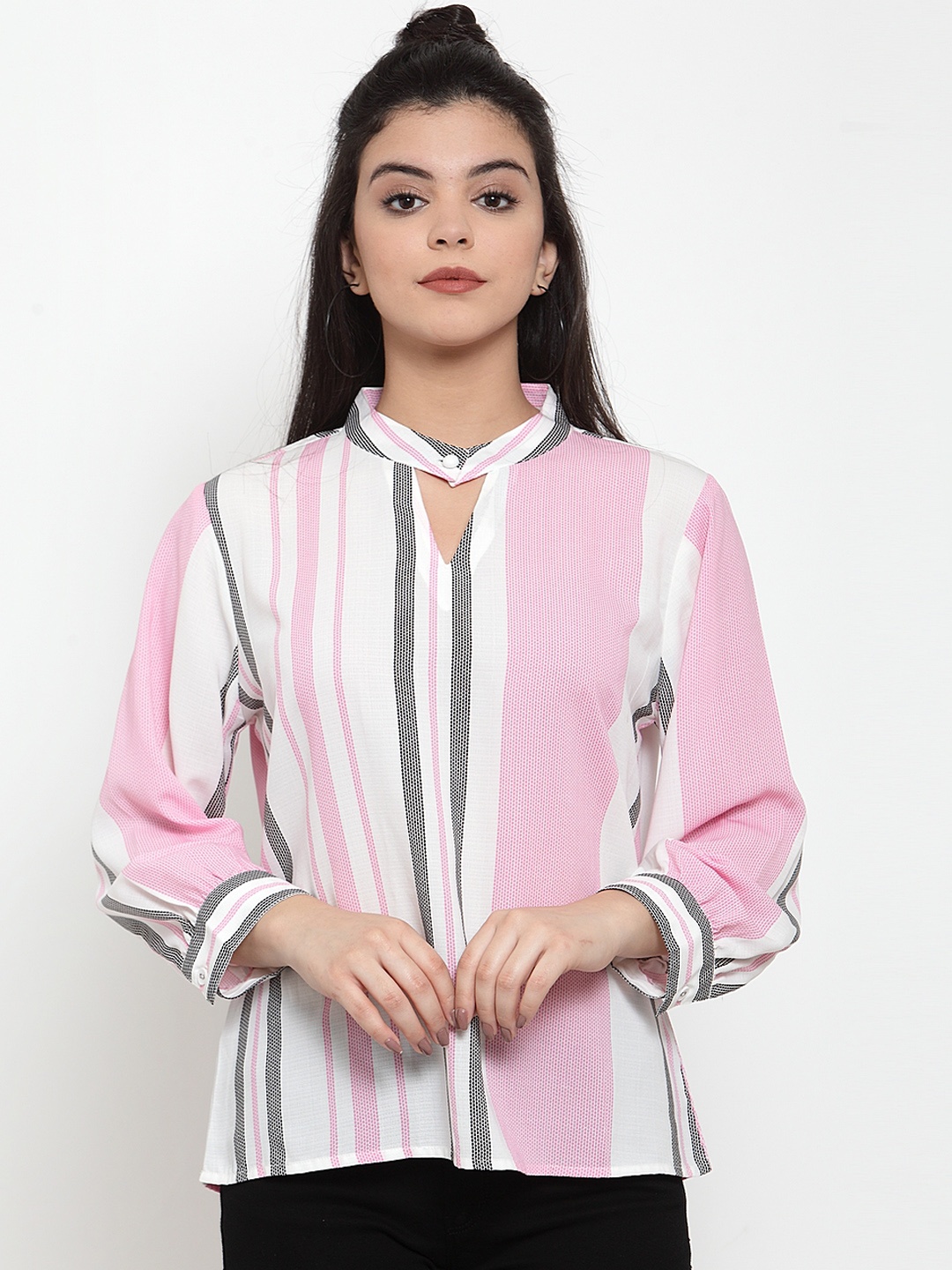 

Aujjessa Women White Striped Top