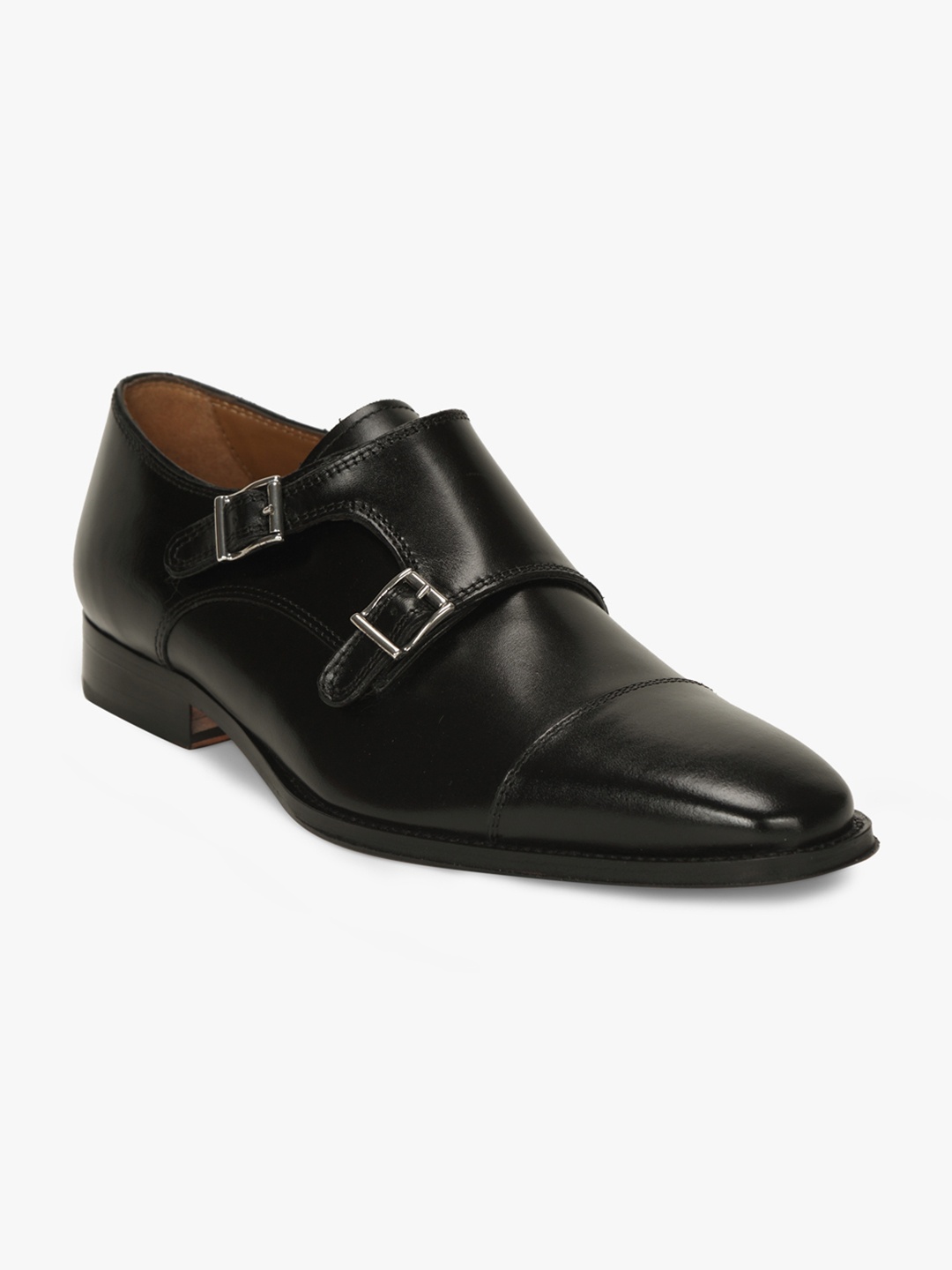 

Florsheim Men Black Solid Leather Formal Monks
