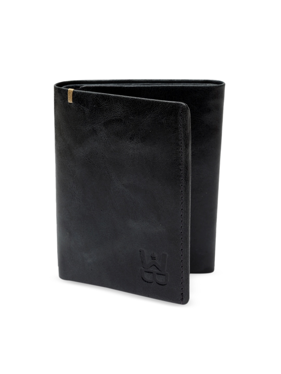 

WELBAWT Men Black Solid Leather Three Fold Wallet