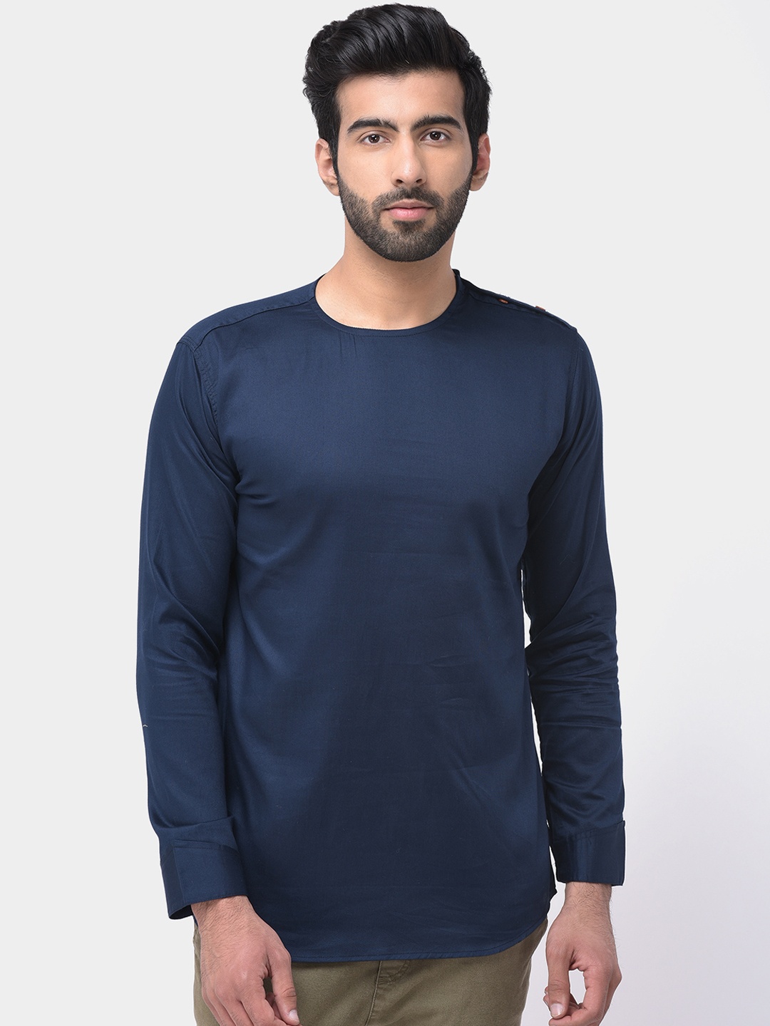 

SG LEMAN Men Navy Blue Solid Round Neck T-shirt
