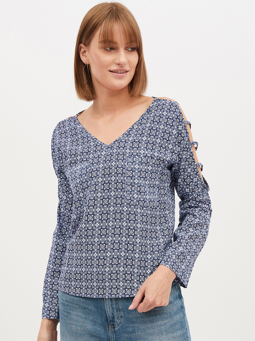 Harpa Women Blue Printed Top