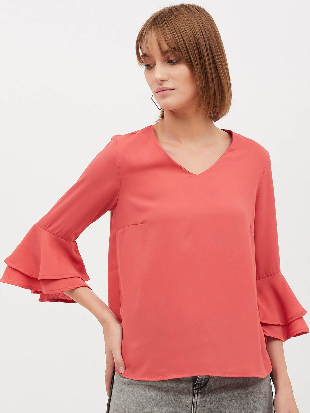 

Harpa Women Peach-Coloured Solid Top