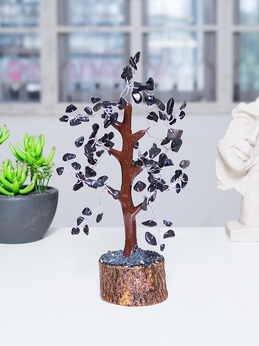 

Golden Peacock Black & Brown Agate Stone Handcrafted Wishing Tree